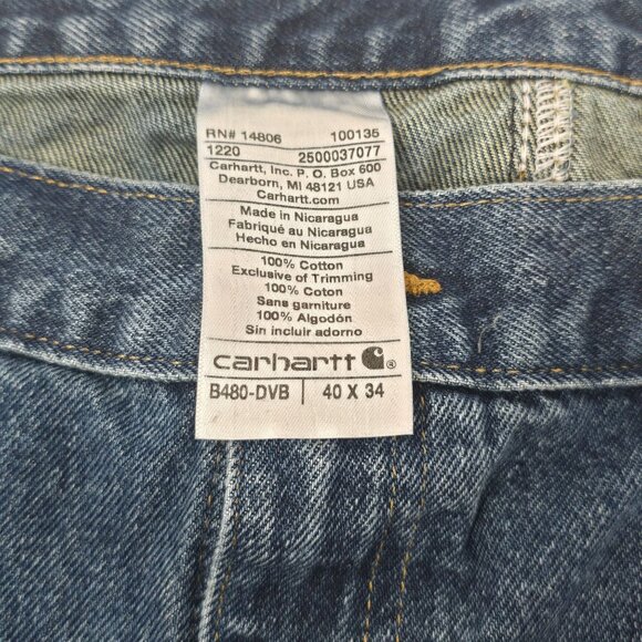 Carhartt Mens Relaxed Fit Straight Leg Denim Jeans Size 40 X 34 Blue - Picture 7 of 7